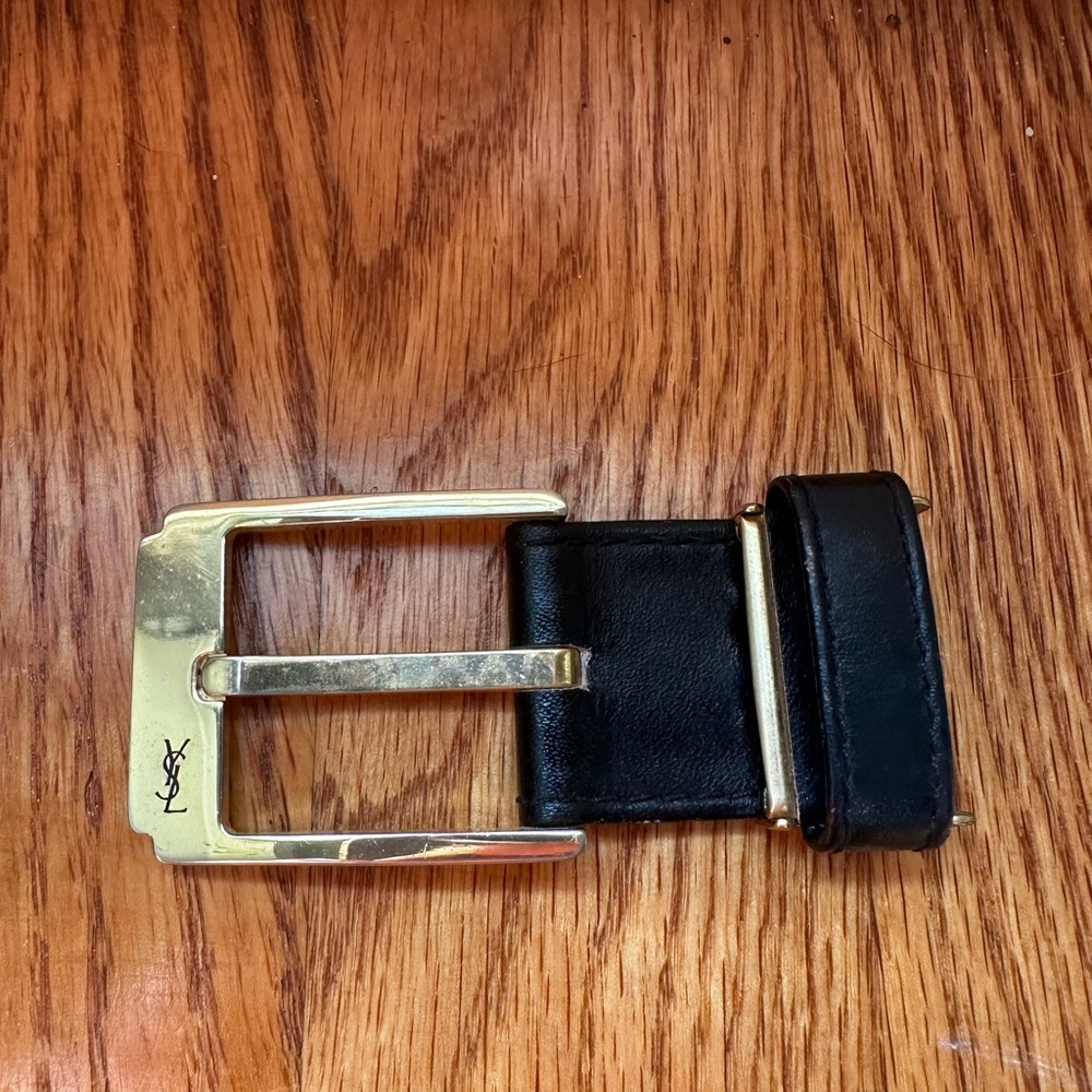 Yves Saint Laurent Gold and Black Belt Buckle